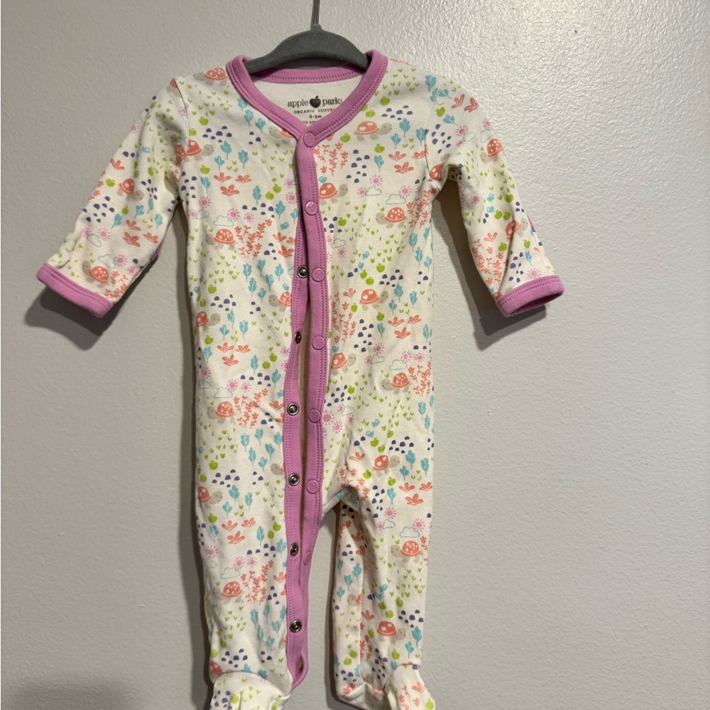 Kids Floral Footie - Pink and Cream